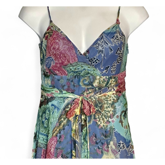 Vintage Talbots Pure Silk Midi Dress Sz 10P Boho Floral Paisley Summer Sundress - Picture 5 of 9